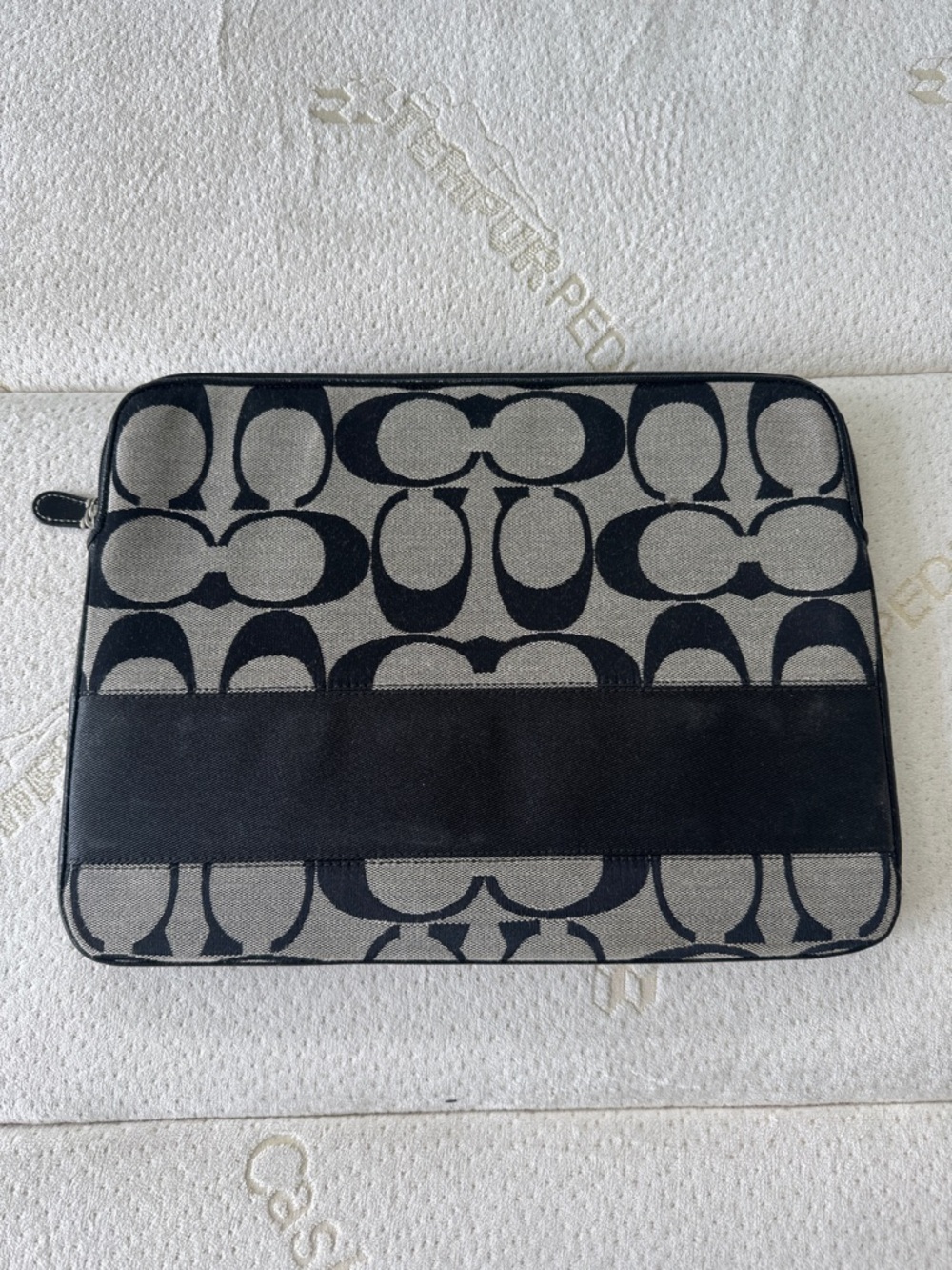 Coach Black and Gray Signature Jacquard Laptop Sleeve